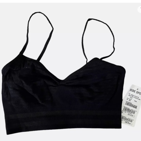 🆕BEBE Black Cami Bra Ladies size P/S - Picture 1 of 4